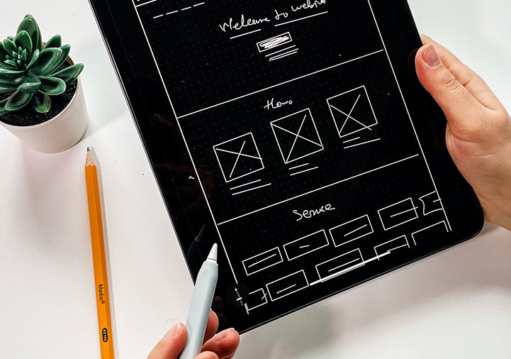 Stock image of UX wireframing process