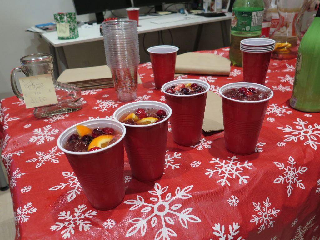 Desk at Pace Creative office filled with Holiday goodies