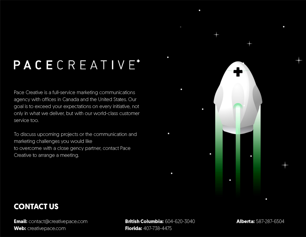 Page of "How to Pick the Right Agency" outlining Pace Creative details