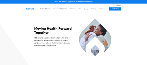 Bionano transformed website in January 2023